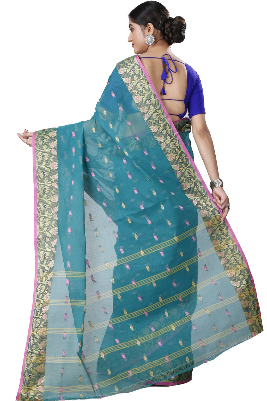 Dark Green Pure Cotton Gopika Tant Saree (1057)